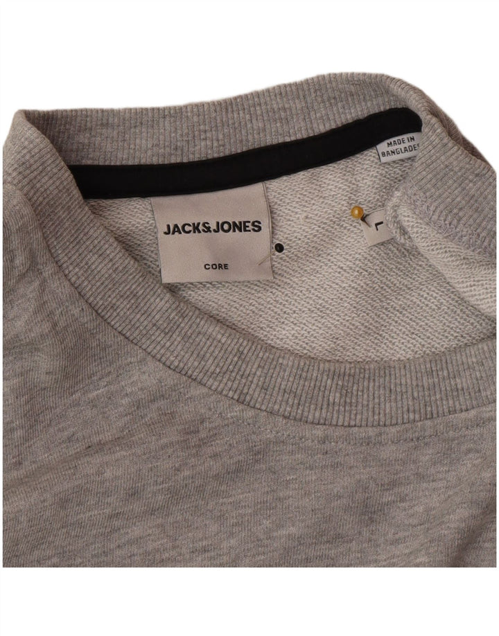 Jack & Jones moletom masculino jumper grande algodão manchado cinza