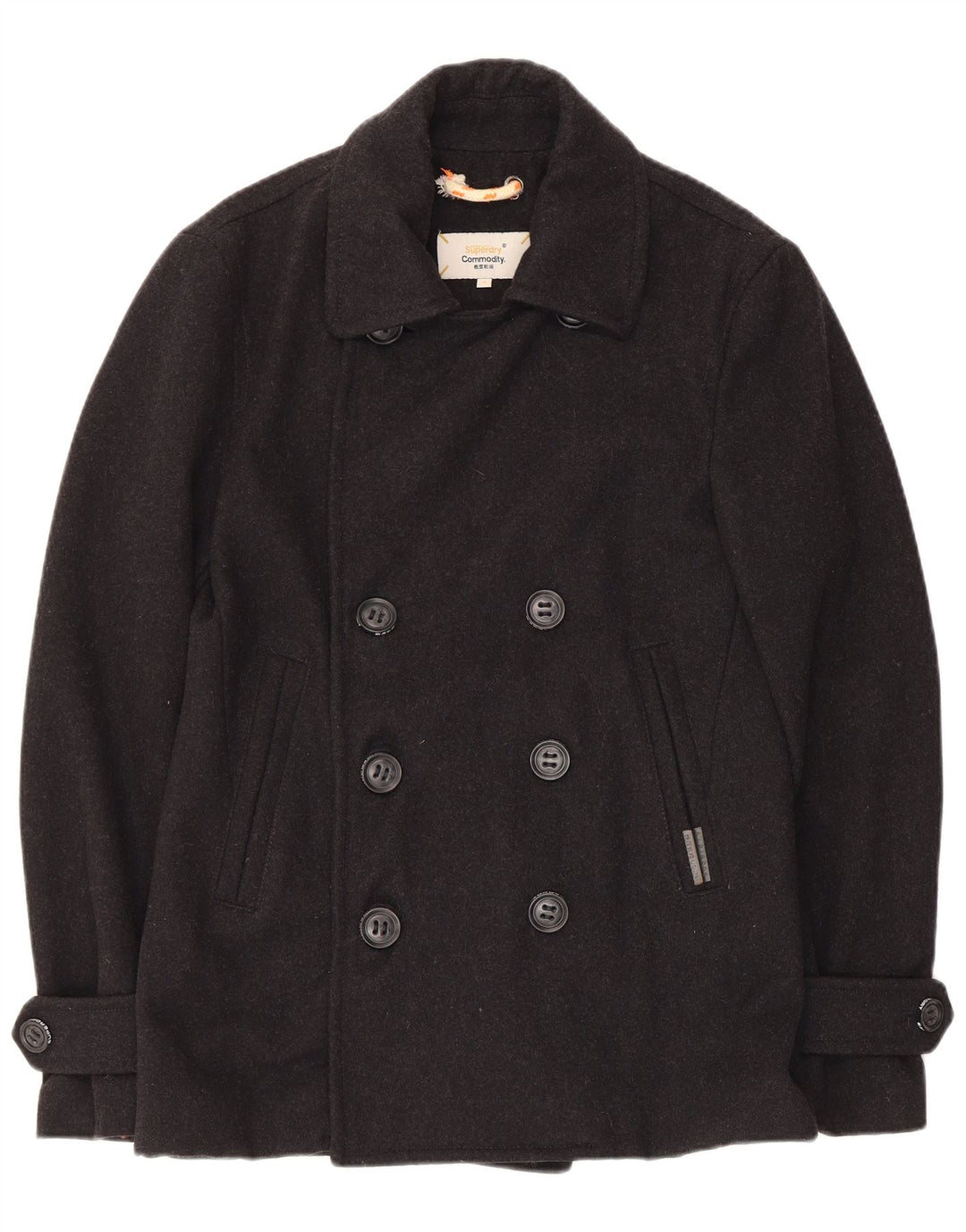 Casaco masculino Superdry Pea UK 38 lã preta média