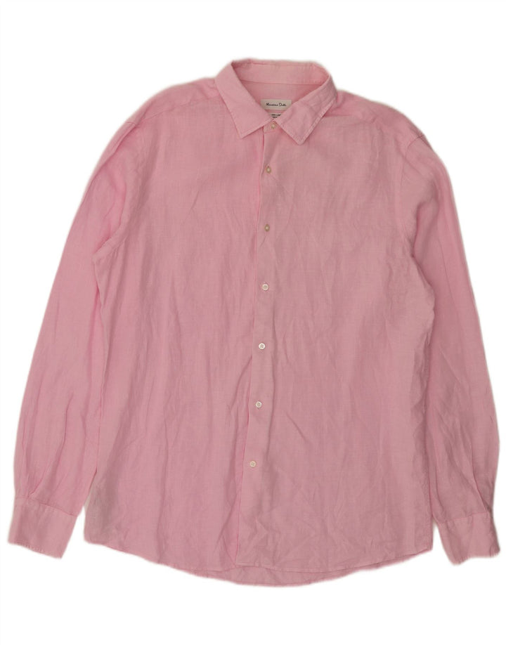 Camisa masculina Massimo Dutti grande linho rosa