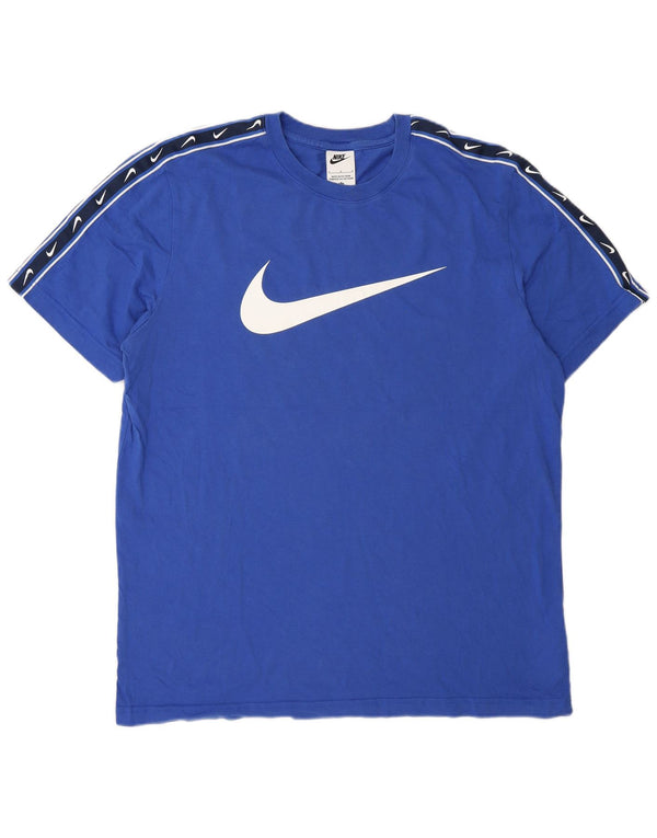Camiseta Nike masculina gráfica top grande azul colorblock algodão