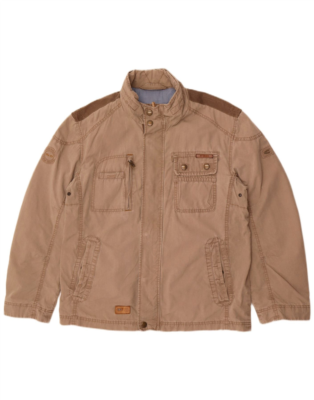 Jaqueta utilitária masculina Camel Active UK 40 grande bloco colorido bege