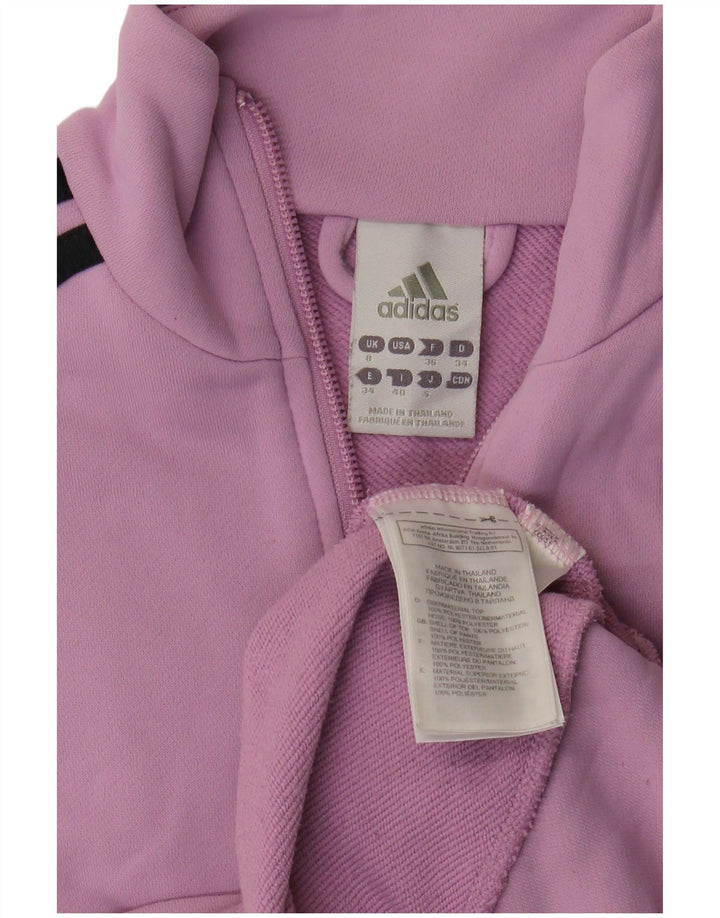 Adidas Womens Tracksuit Top Jacket UK 8 Pequeno Roxo Poliéster