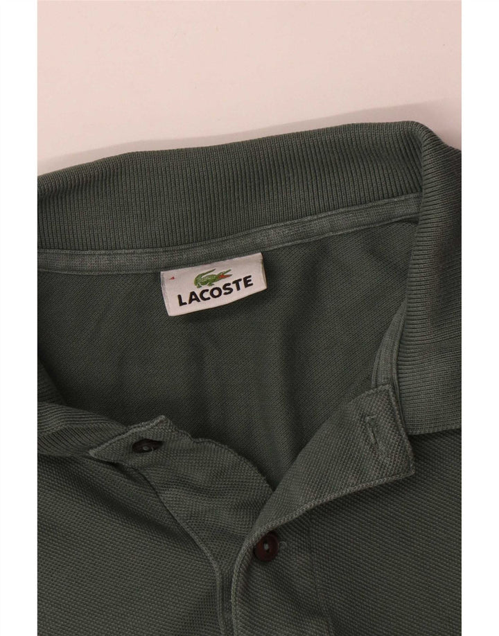 Camisa polo masculina Lacoste tamanho 4 algodão verde médio