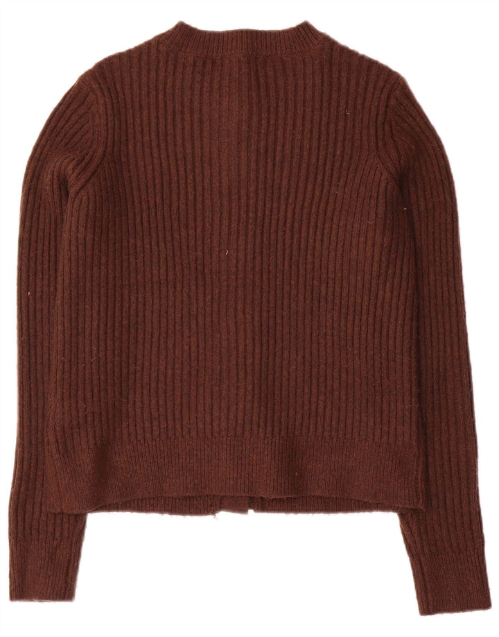 Suéter feminino Marks & Spencer Crop Cardigan Reino Unido 10 pequeno poliéster marrom