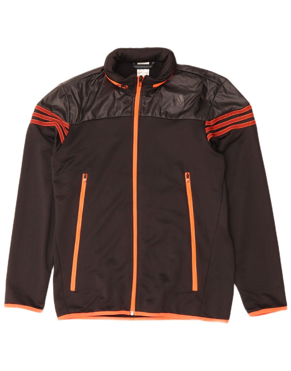 Adidas Mens Hooded Tracksuit Top Jacket UK 38/40 Médio Preto Poliéster