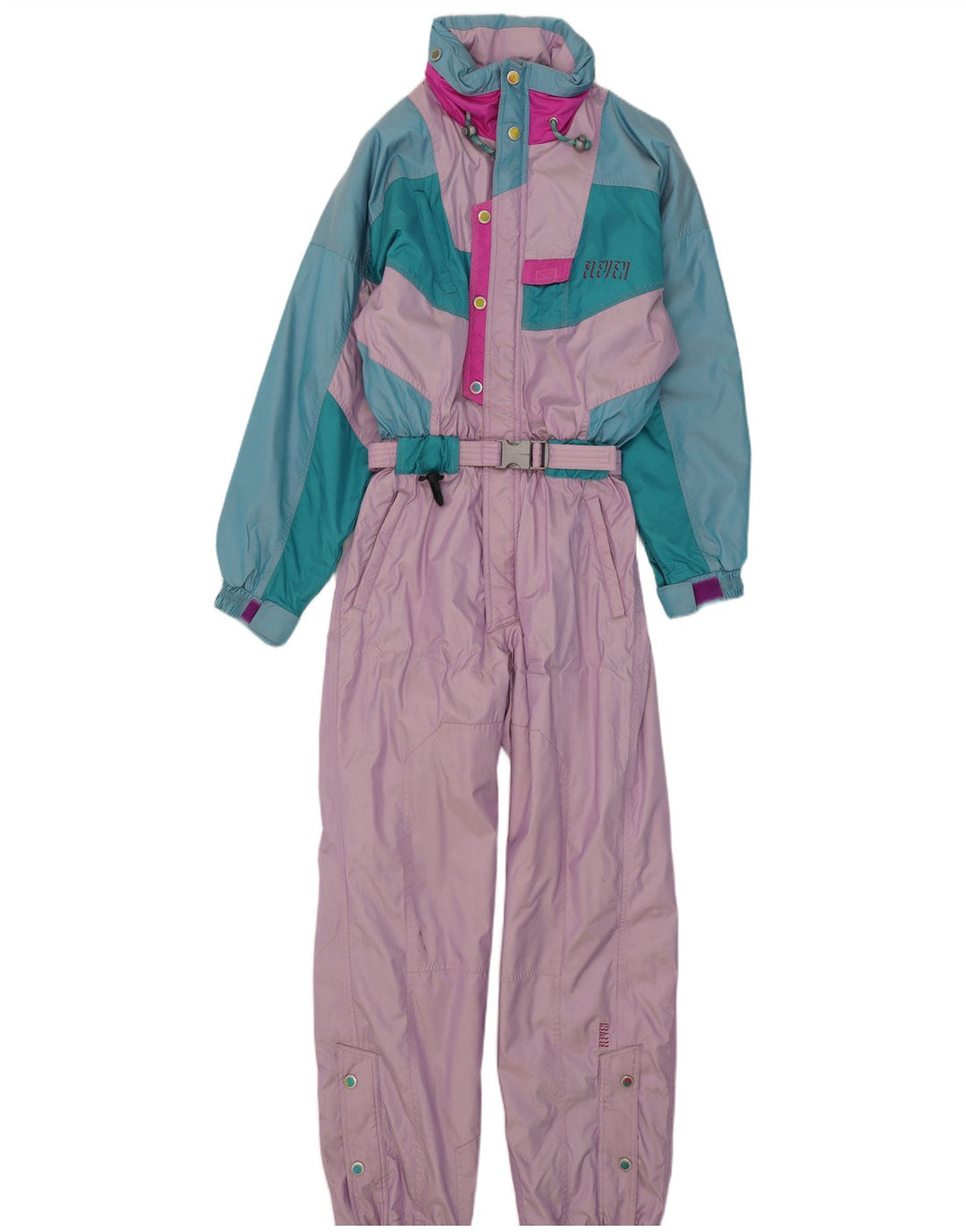 Macacão de esqui feminino vintage EU 38 bloco colorido médio multicolorido