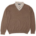 Suéter masculino Marks & Spencer com gola polo, grande algodão marrom