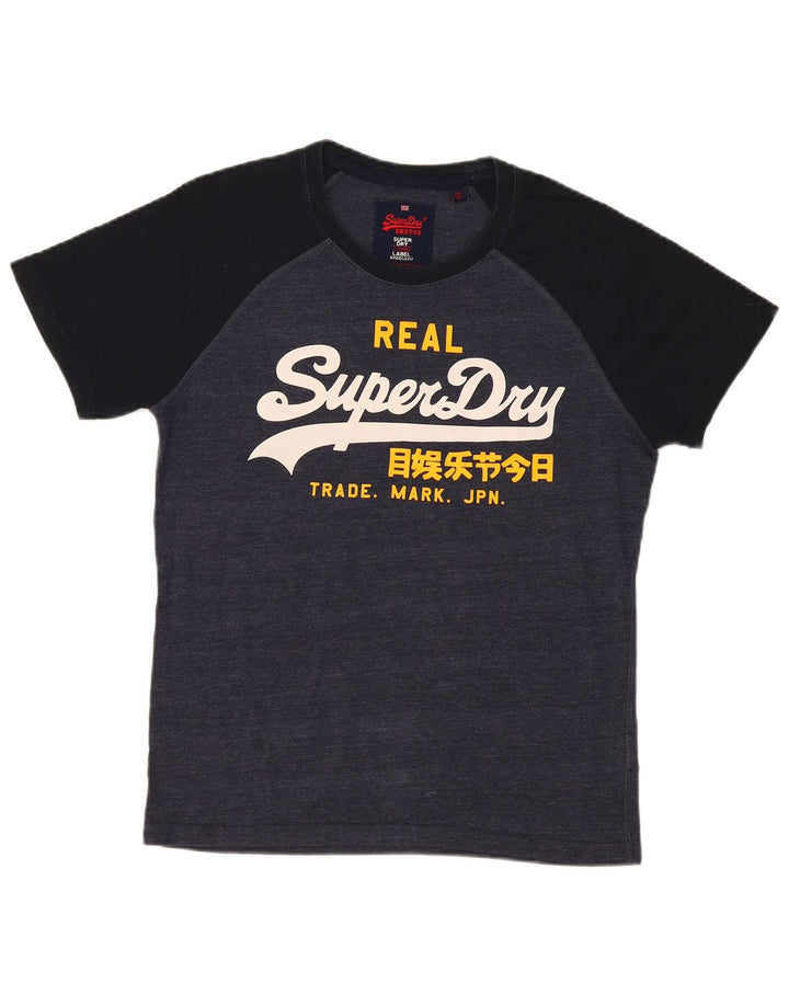 Superdry camiseta masculina gráfica top grande cinza colorblock algodão
