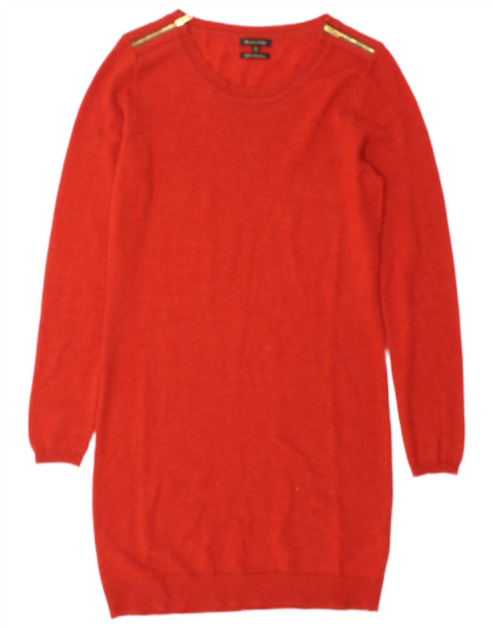 Vestido jumper feminino Massimo Dutti Reino Unido 14 lã vermelha média