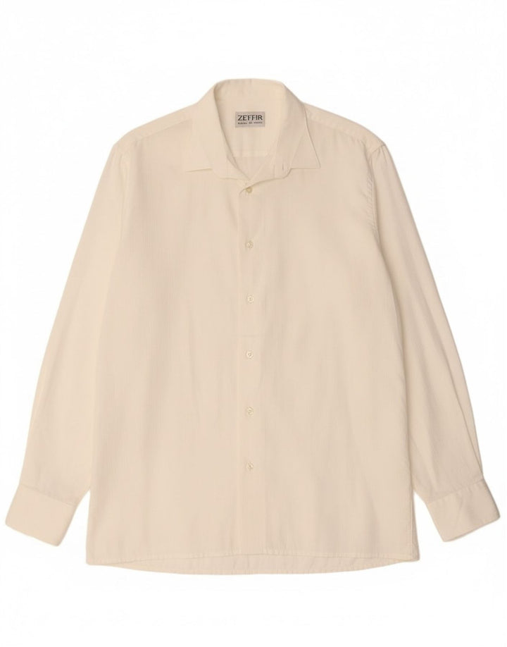 Camisa masculina vintage de algodão branco médio