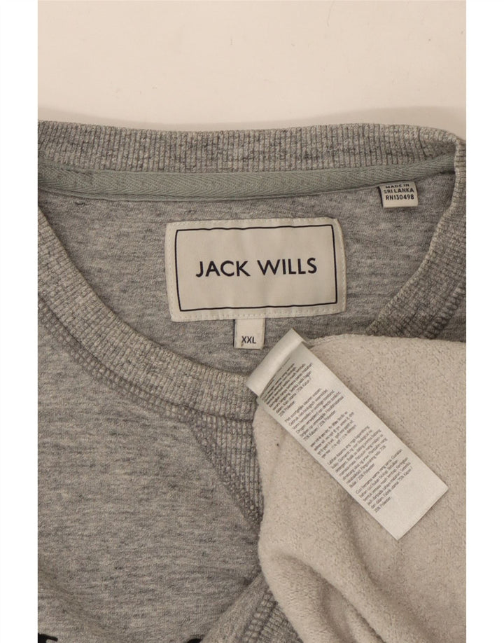 JACK & JONES moletom gráfico masculino jumper 2XL algodão manchado cinza