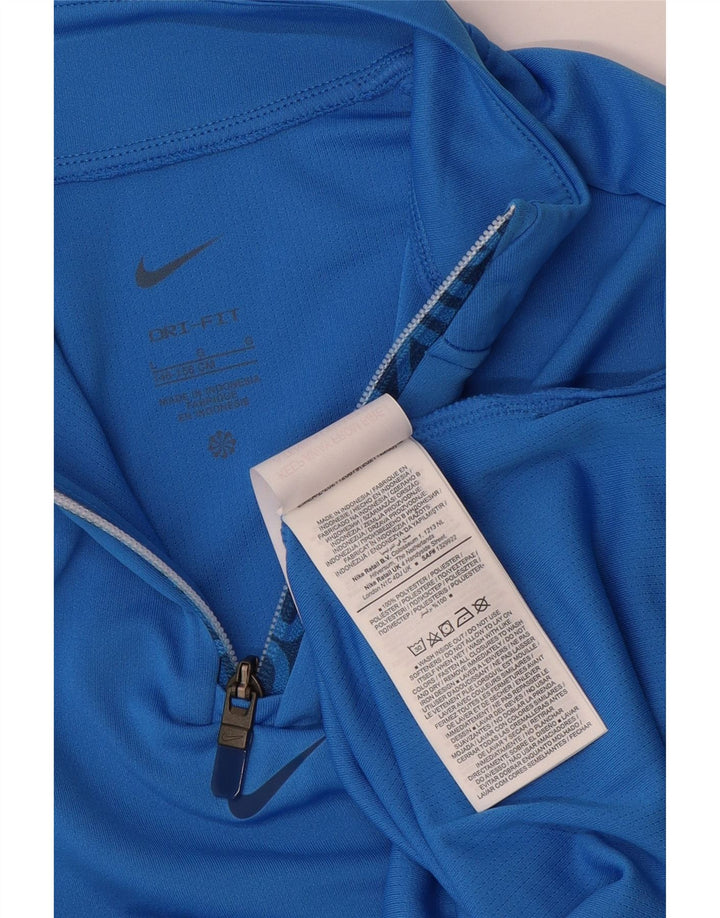 Nike Girls Dri Fit Zip Neck Pullover Treino Top 12-13 Anos Grande Azul