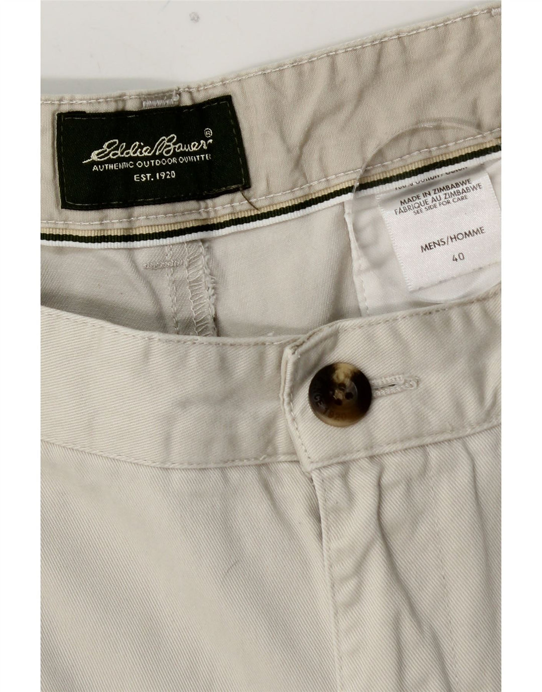 EDDIE BAUER Masculino Pegged Chino Shorts W40 XL Algodão Branco