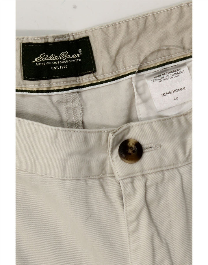 EDDIE BAUER Masculino Pegged Chino Shorts W40 XL Algodão Branco