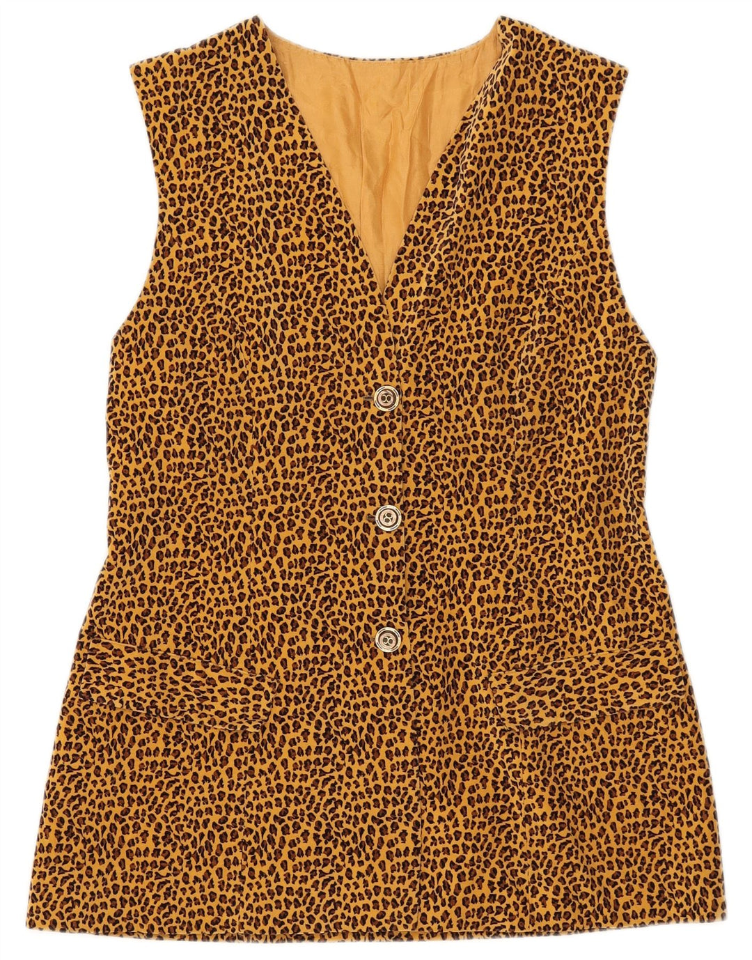 Jaqueta blazer feminina vintage com 3 botões Reino Unido 8 estampa animal marrom pequena