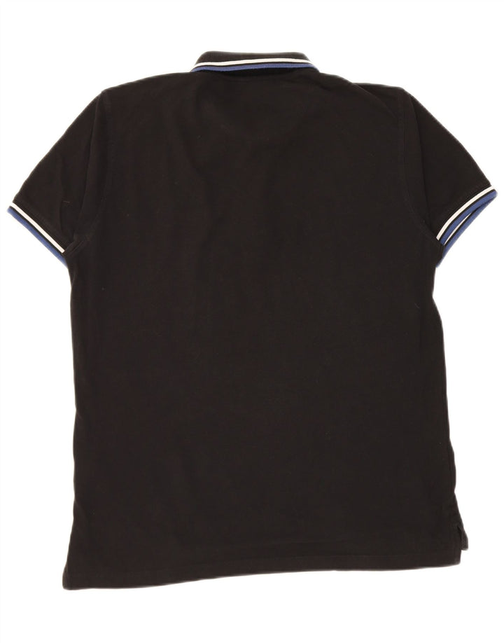 Camisa polo masculina Pierre Cardin de ajuste regular, algodão listrado preto médio