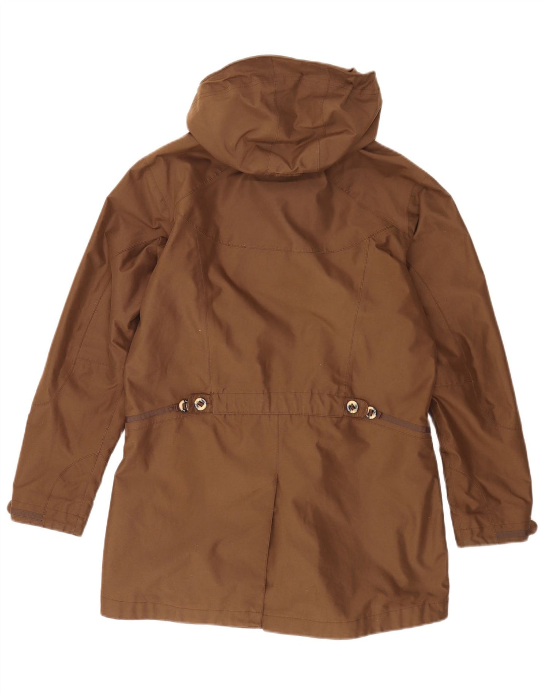 Jaqueta corta-vento feminina com capuz Jack Wolfskin Reino Unido 16 grande poliéster marrom