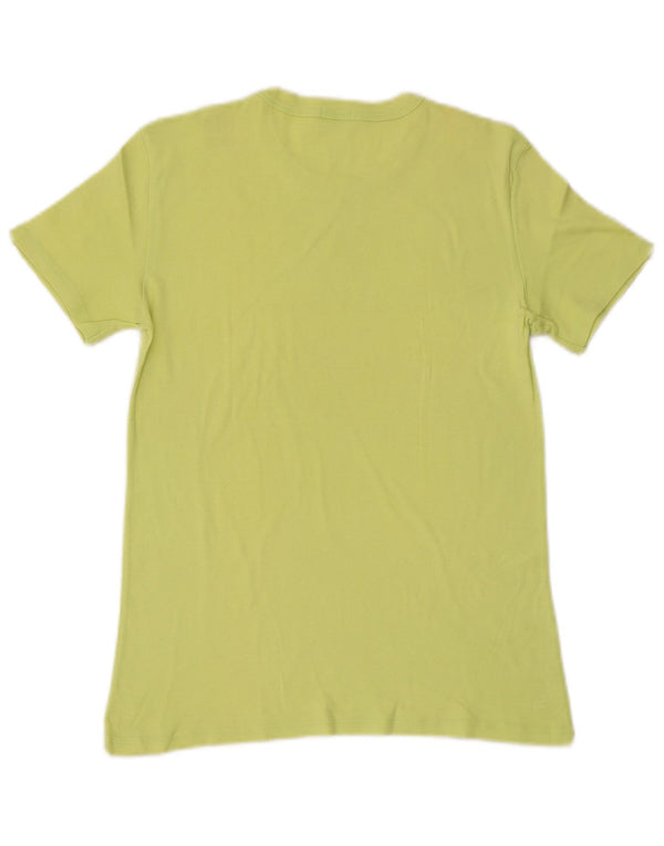 Camiseta feminina gráfica Benetton UK 12 algodão verde médio