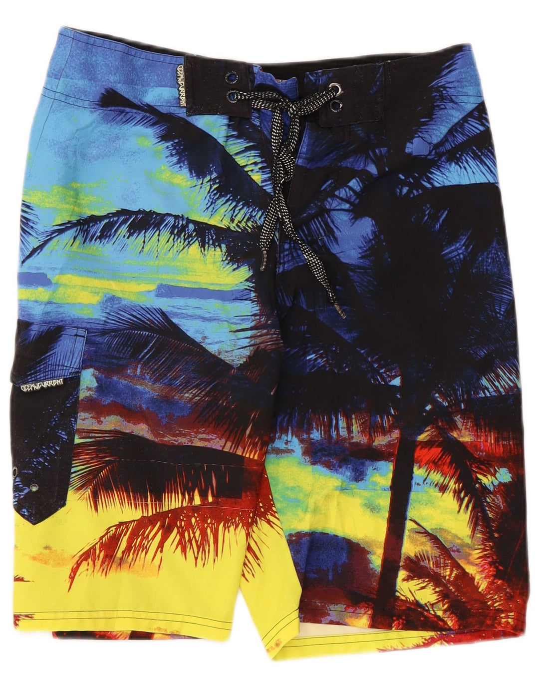 Shorts de natação masculino vintage pequeno colorido colorblock havaiano