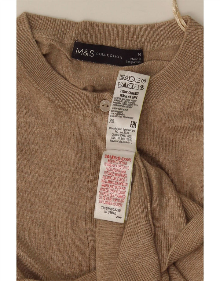 Suéter cardigã feminino Marks & Spencer Reino Unido 14 viscose bege médio