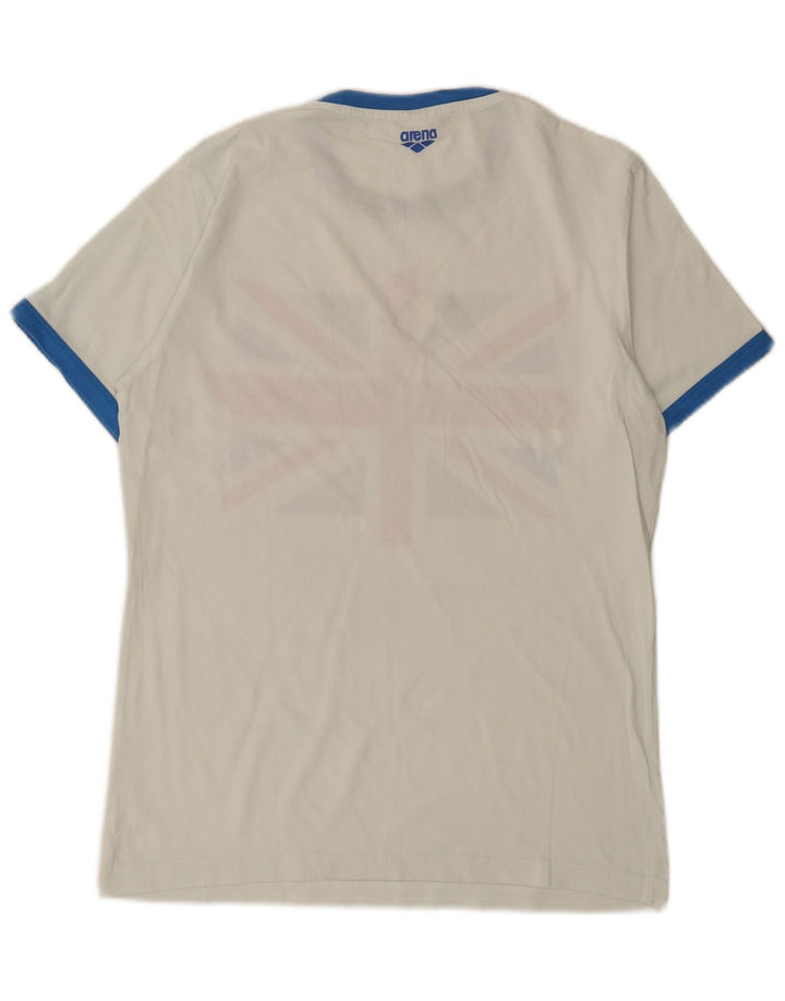Camiseta feminina gráfica ARENA UK 14 grande branca