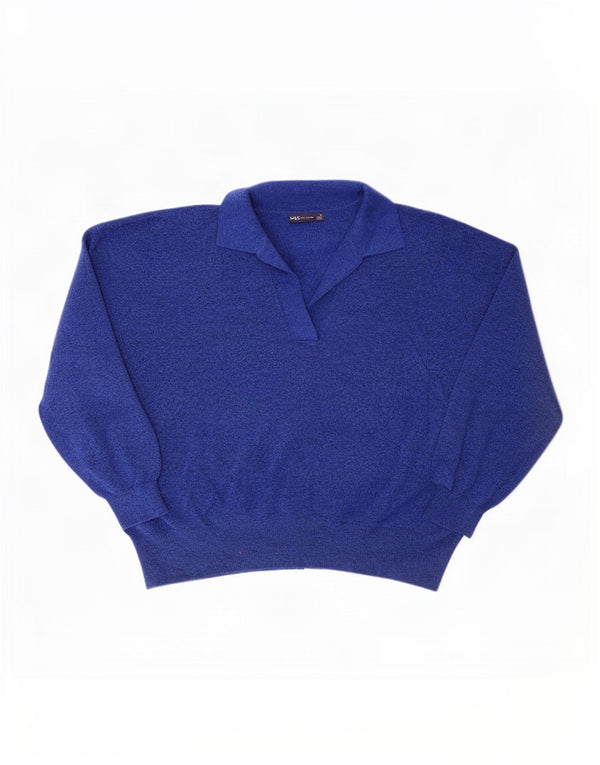 Suéter masculino Marks & Spencer com gola polo XL azul poliéster