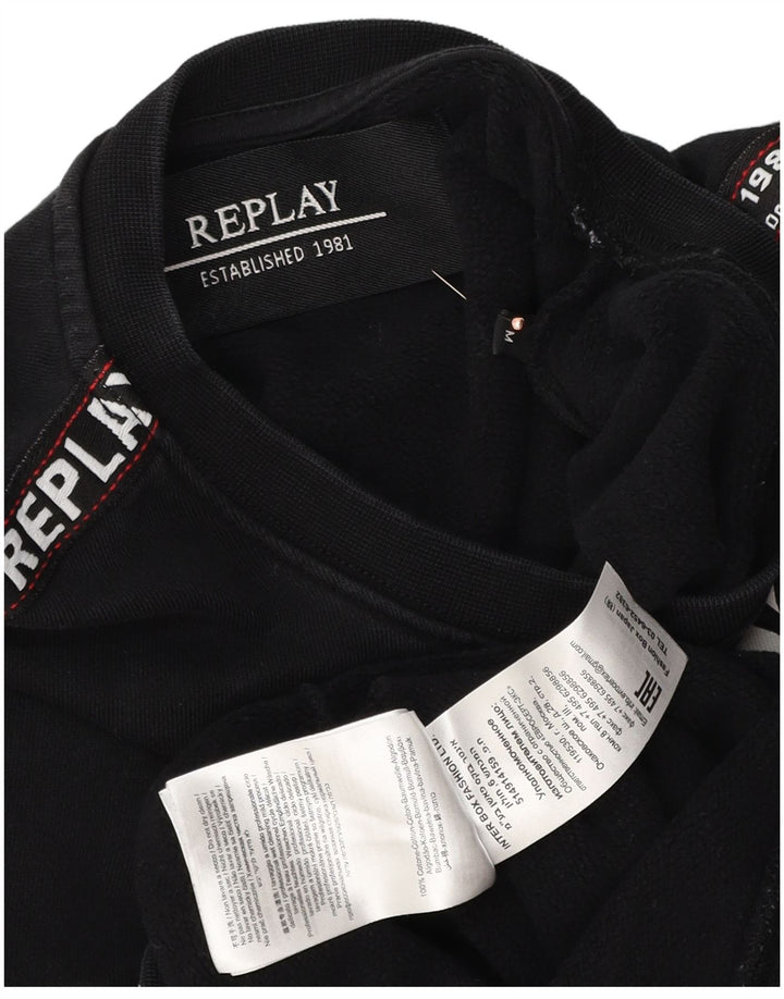 REPLAY moletom gráfico masculino jumper médio algodão preto