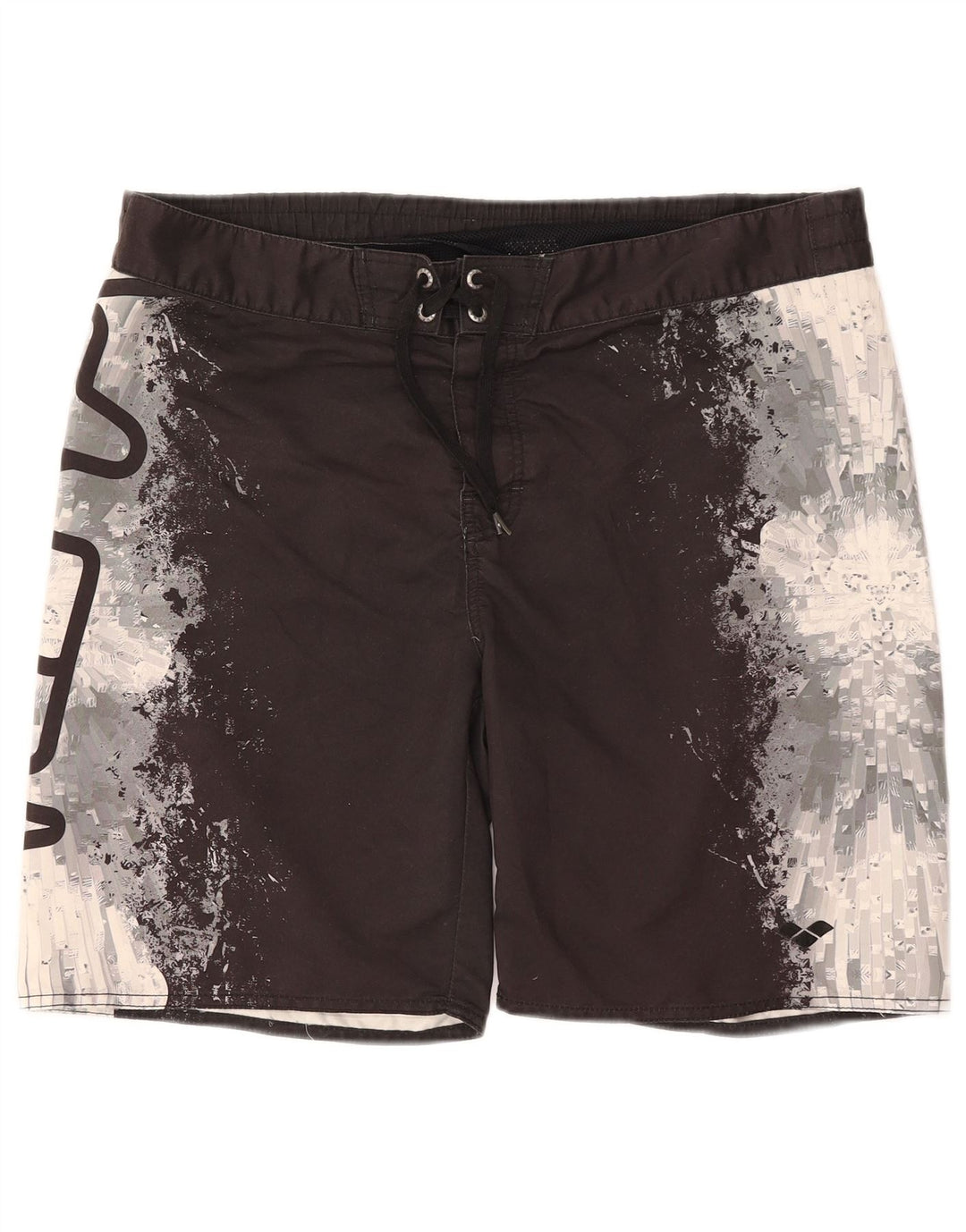 Shorts de natação masculino ARENA gráfico médio preto colorblock poliéster