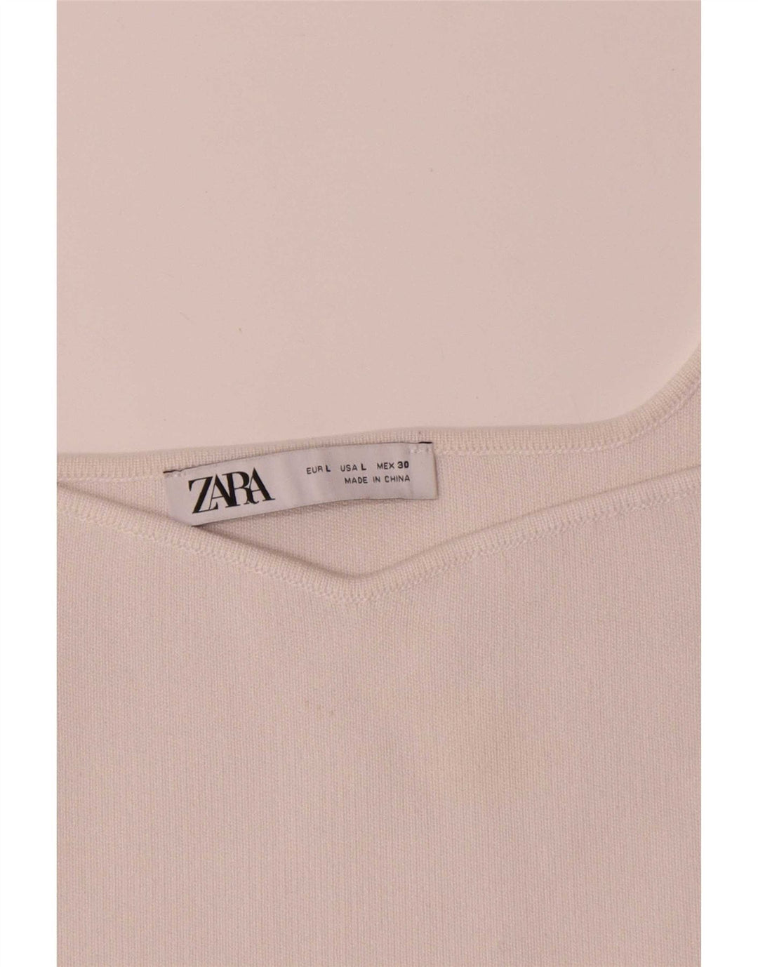 Zara Womens Crop Cami Top UK 14 Grande Poliéster Branco