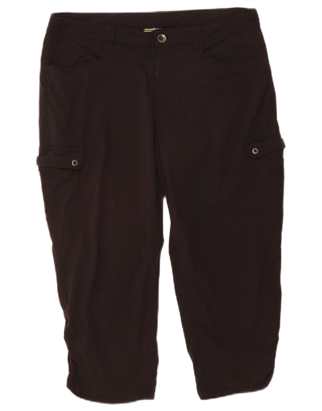EDDIE BAUER Calça Cargo Capri US 12 Grande W34 L20 Nylon Preto