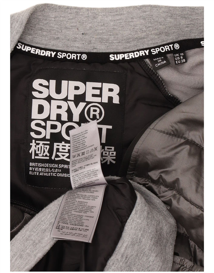 Jaqueta acolchoada feminina Superdry UK 10 pequena cinza nylon