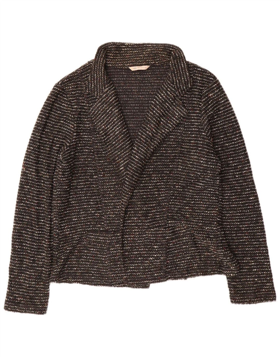 Suéter cardigã aberto feminino Marks & Spencer Reino Unido 20 2XL preto manchado