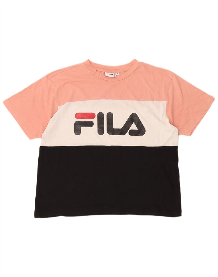 Camiseta feminina Fila Crop Graphic UK 14 Medium Multicolor Colorblock