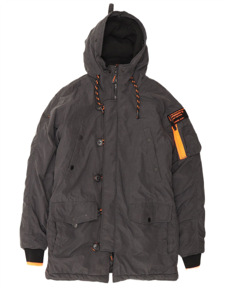 Jaqueta Parka masculina Superdry com capuz UK 38 Nylon cinza médio