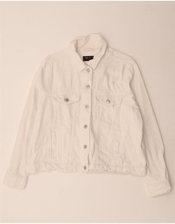 Jaqueta jeans feminina Marks & Spencer UK 18 XL algodão branco
