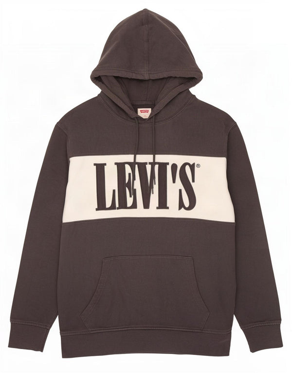 Moletom com capuz gráfico masculino Levi's, algodão colorblock cinza médio