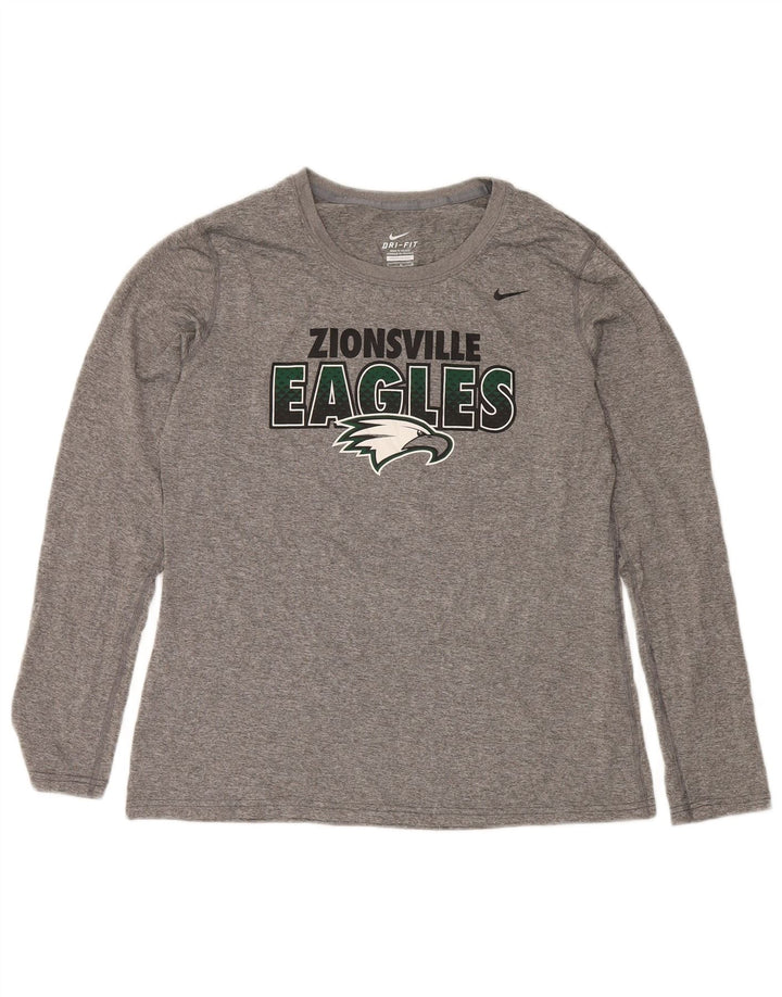 Top gráfico masculino Nike Zionsville Eagles manga comprida cinza médio manchado