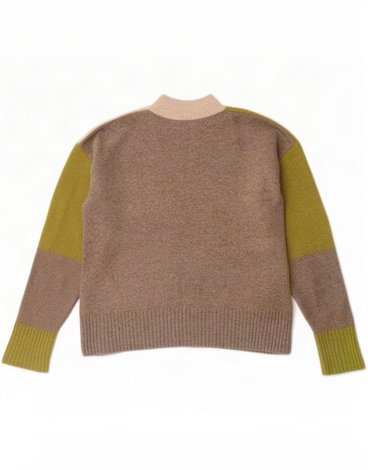 Suéter feminino com gola tartaruga com material branco Reino Unido 10 pequeno multicolorido