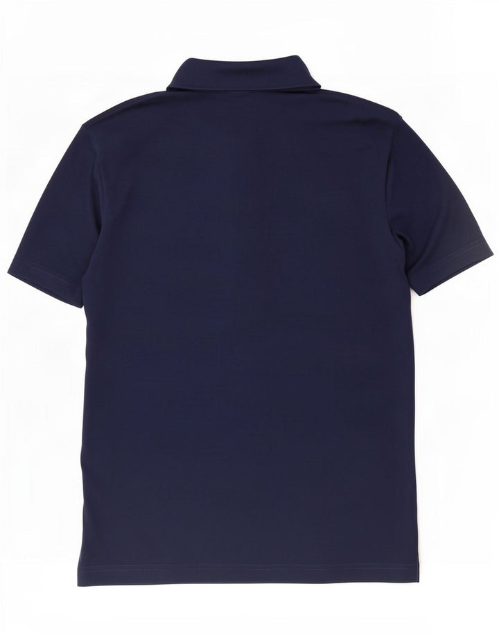 Camisa polo gráfica masculina Adidas pequena azul marinho poliéster