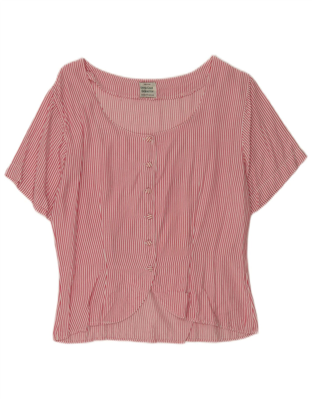 Blusa feminina de manga curta Benetton IT 44 risca de giz vermelha média