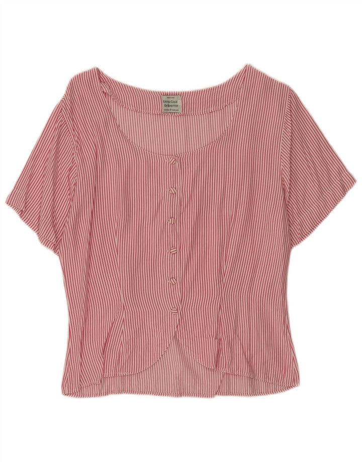 Blusa feminina de manga curta Benetton IT 44 risca de giz vermelha média