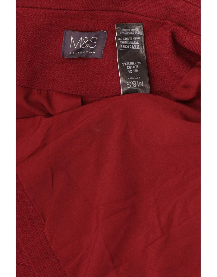 Marks & Spencer Jaqueta Blazer feminina de 1 botão Reino Unido 24 4XL Poliéster Borgonha