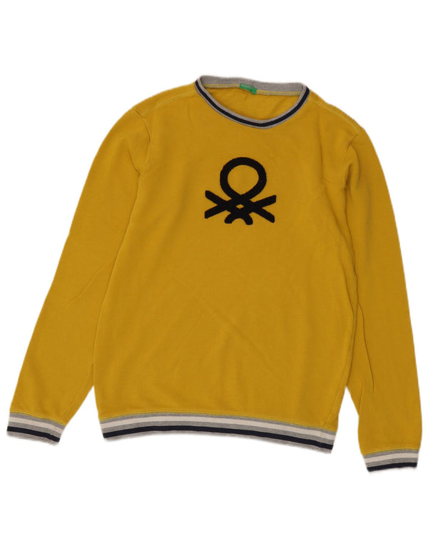 Suéter Benetton Boys com gola redonda 13-14 anos 3XL listrado amarelo