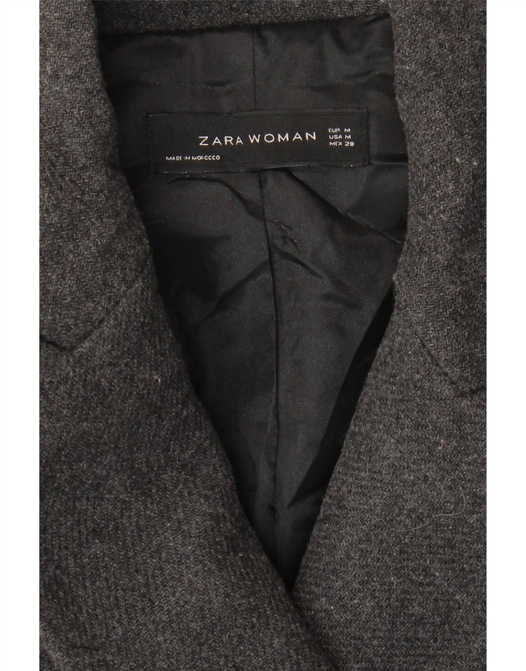 Casaco feminino ZARA com peito duplo UK 12 cinza médio