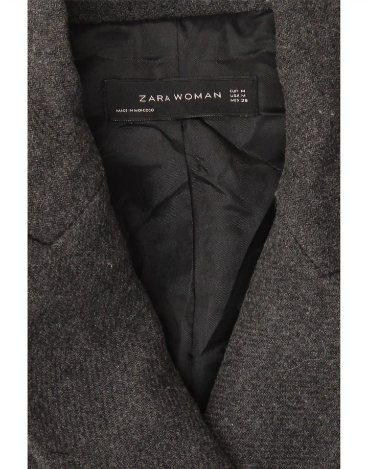 Casaco feminino ZARA com peito duplo UK 12 cinza médio
