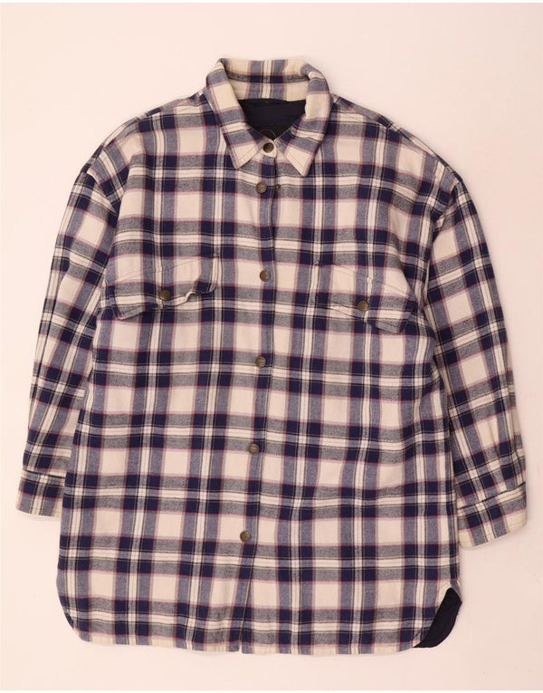 Bogner Camisa feminina de flanela lenhador US 14 XL azul marinho xadrez algodão