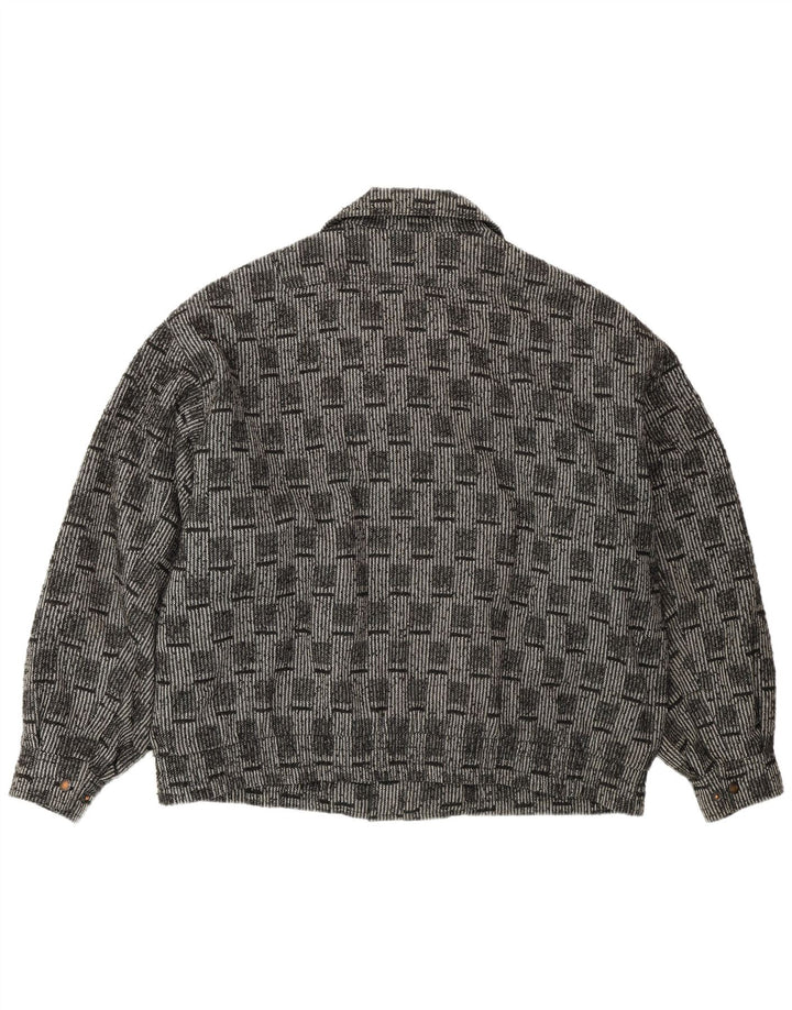 Jaqueta bomber masculina VINTAGE IT 52 XL lã xadrez cinza