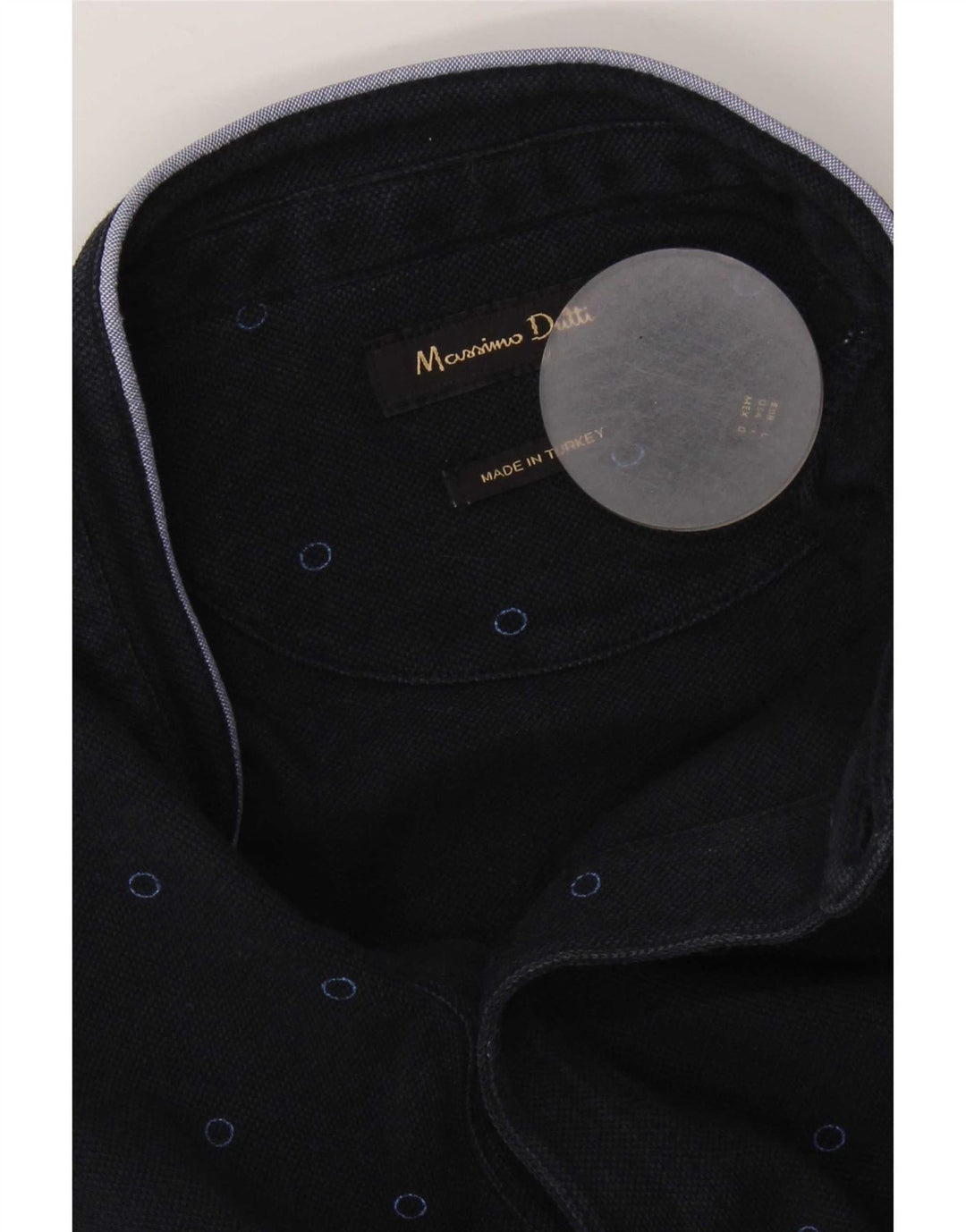 Camisa polo masculina Massimo Dutti grande azul marinho manchado