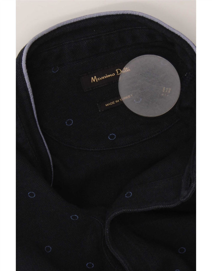 Camisa polo masculina Massimo Dutti grande azul marinho manchado