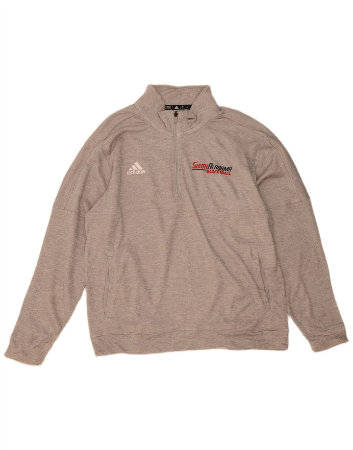 ADIDAS Mens Graphic Zip Neck Moletom Jumper XL Cinza Poliéster